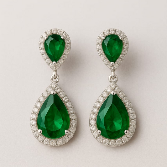 Elegant 1 Carat Emerald Green Jewelry Set – Necklace, Earrings & Bracelet