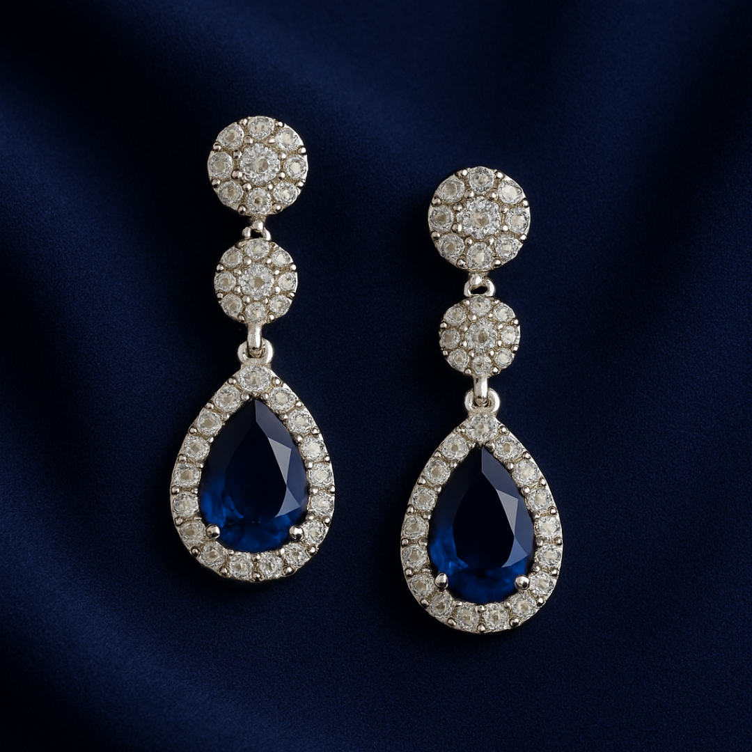 Royal Blue Stone Jewelry Set – Necklace, Earrings, Ring & Bracelet Combo