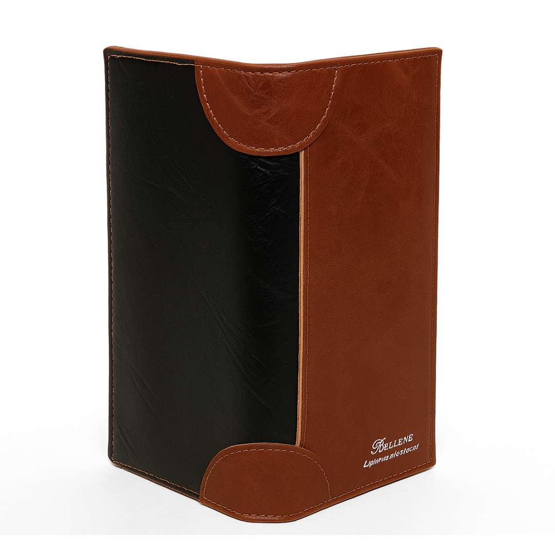 Two-Tone Synthetic Leather Wallet — Slim Bifold with Card Slots & ID Window