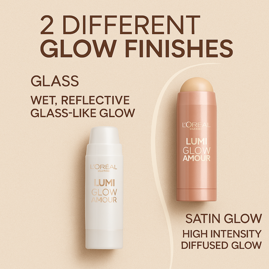 L'Oréal Lumi Glow Amour Stick – 2 Glow Finishes (Glass & Satin)