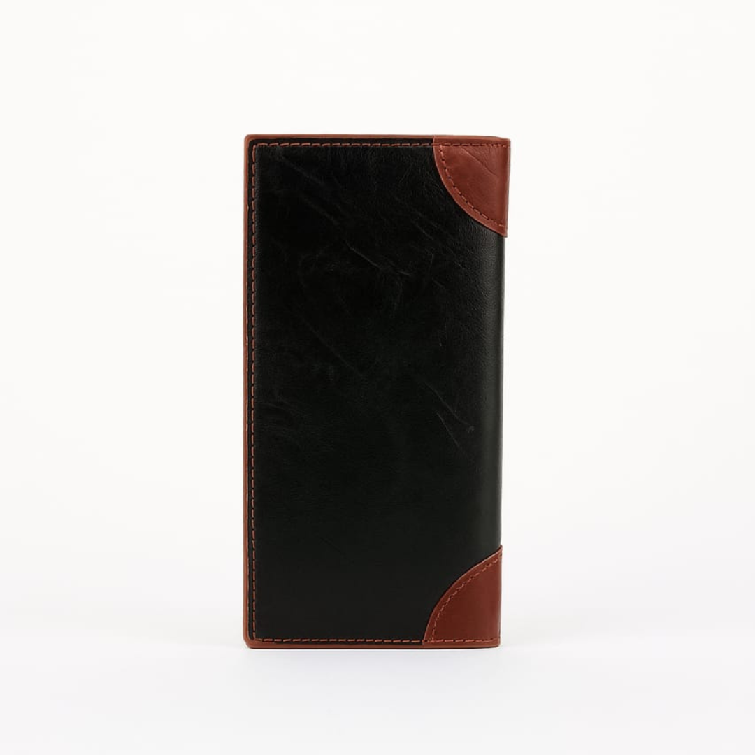 Two-Tone Synthetic Leather Wallet — Slim Bifold with Card Slots & ID Window