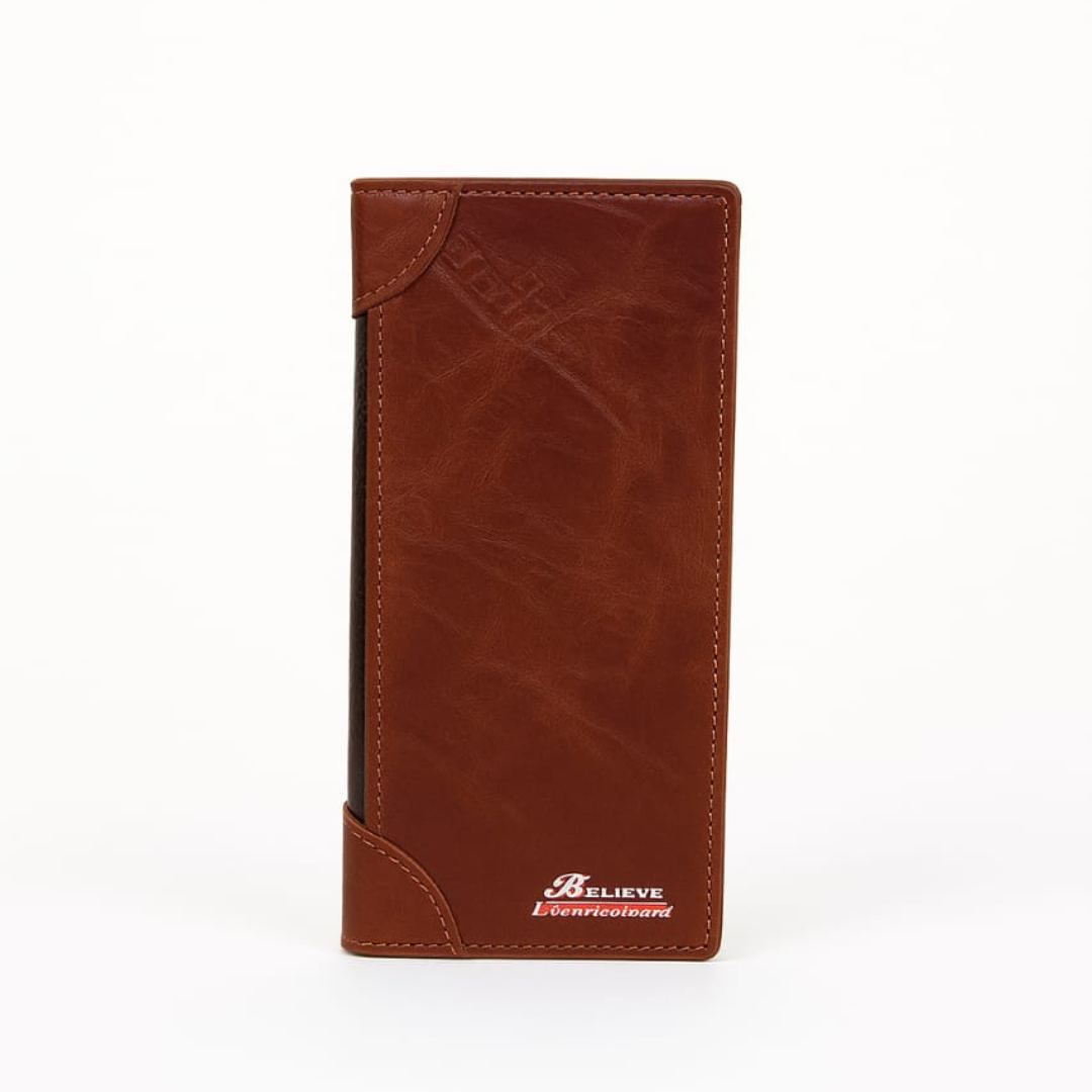 Two-Tone Synthetic Leather Wallet — Slim Bifold with Card Slots & ID Window