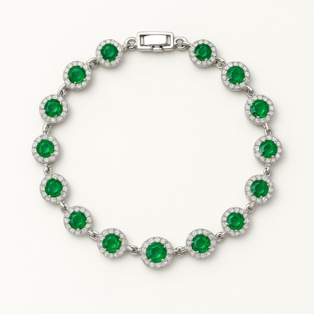 Elegant 1 Carat Emerald Green Jewelry Set – Necklace, Earrings & Bracelet